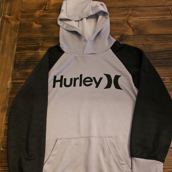 Boys Hurley Hooded Sweatshirt, Size 8, Black and Gray - Picture 1 of 3